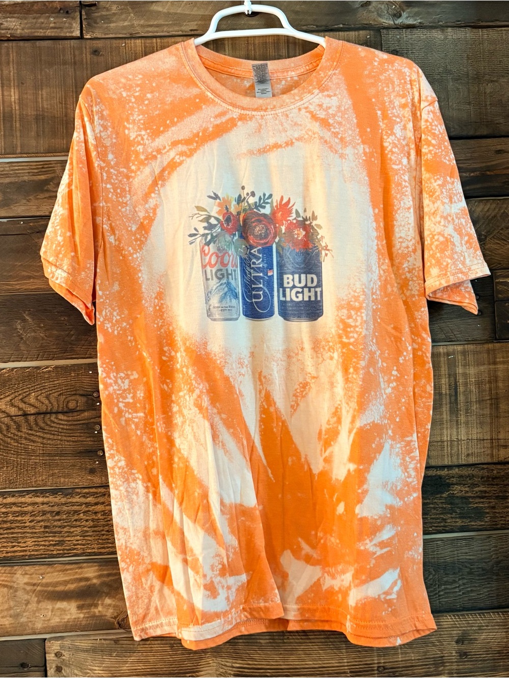 Orange Bleached Floral Beer Graphic Tee
